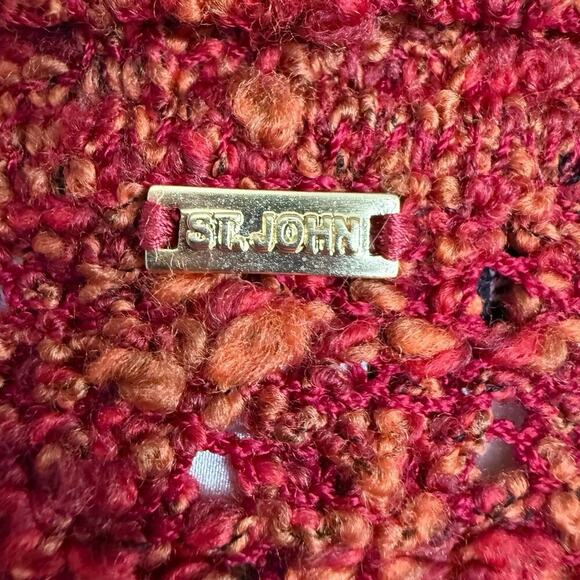 St John Sport Turtleneck Sweater Red M Chunky Knit 3/4 Sleeves Wool Blend Preppy - Picture 3 of 12